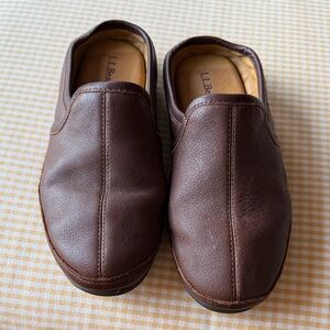 L.L. Bean Men's Dark Brown Leather Loafer Slippers 11 Medium